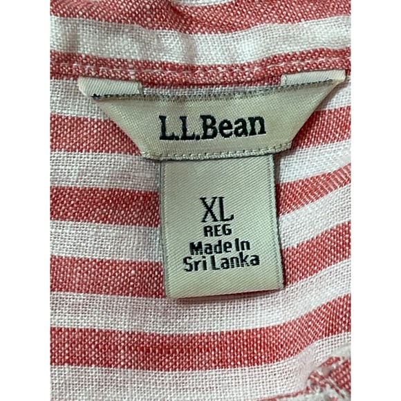 L.L.Bean Striped Linen Tunic Top XL Red White Coastal Beachy - Picture 7 of 9